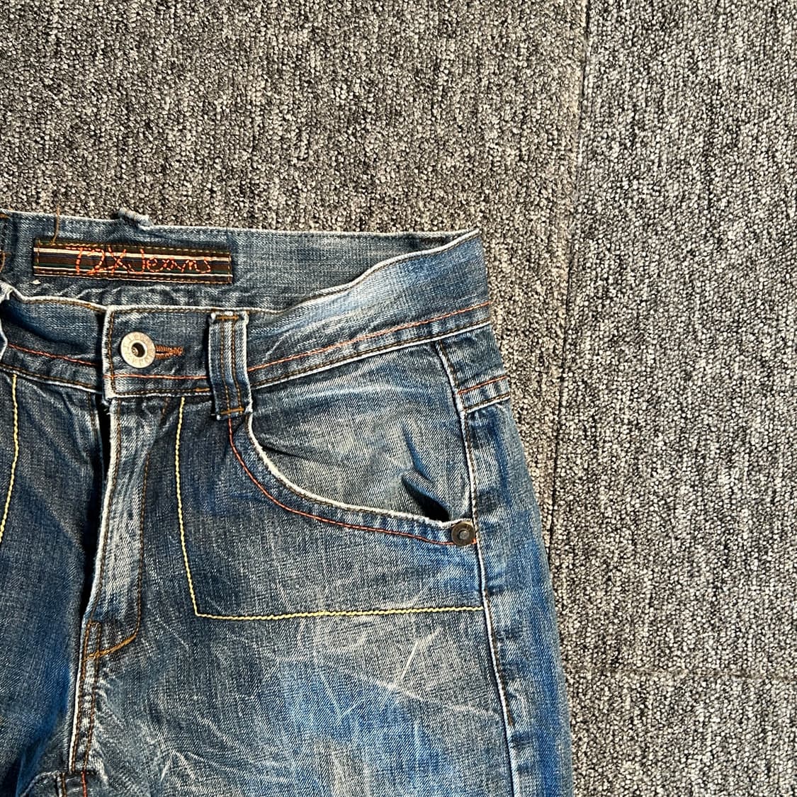 T2X JEANS jpn 빈티지 워싱 자수 데님 팬츠  상품이미지4