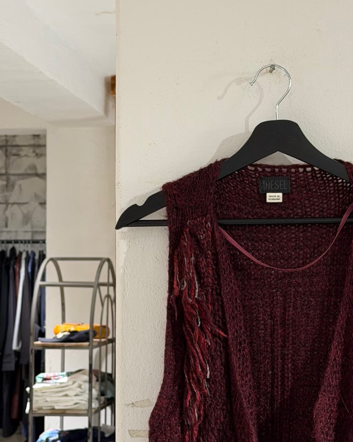 디젤 버건디 모헤어 슬리브리스 판초 스웨터 상품이미지2