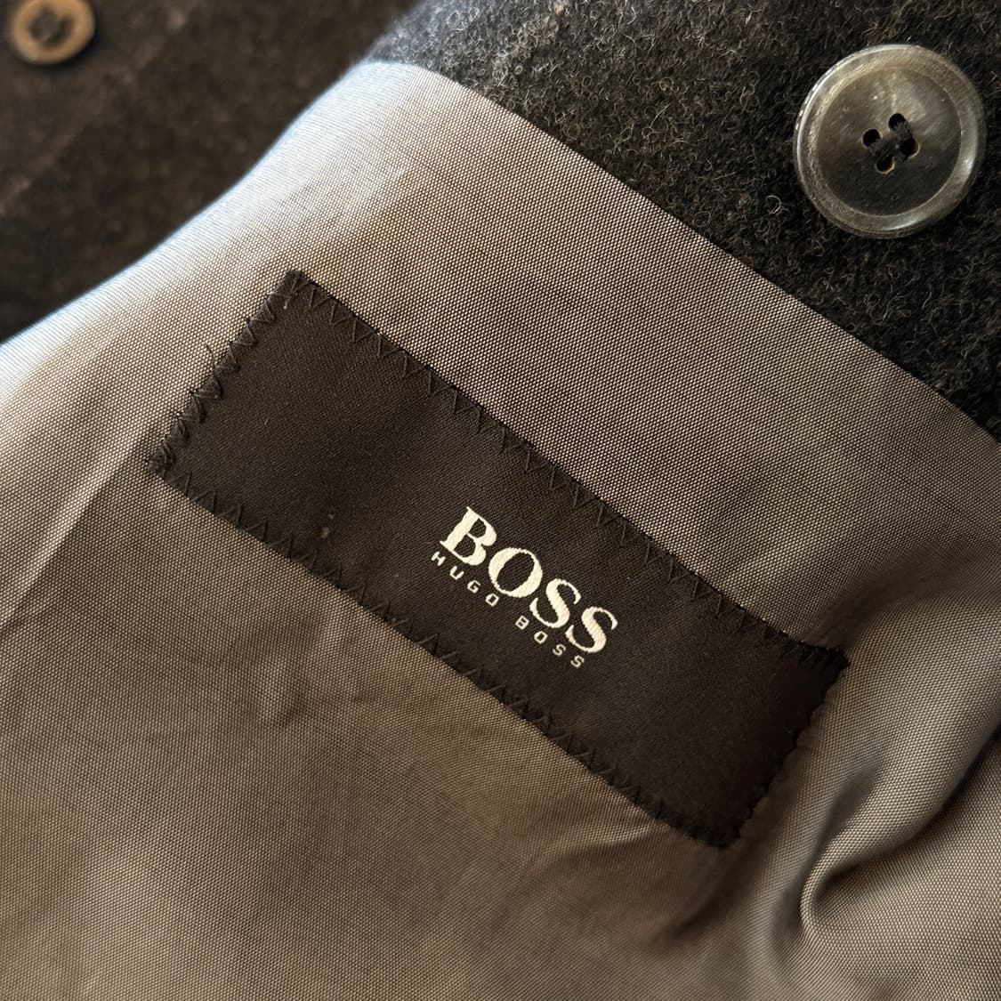 휴고 보스 스트라우스 블랙 스트라이프 버진울 오버핏 코트 XXL XL 상품이미지7