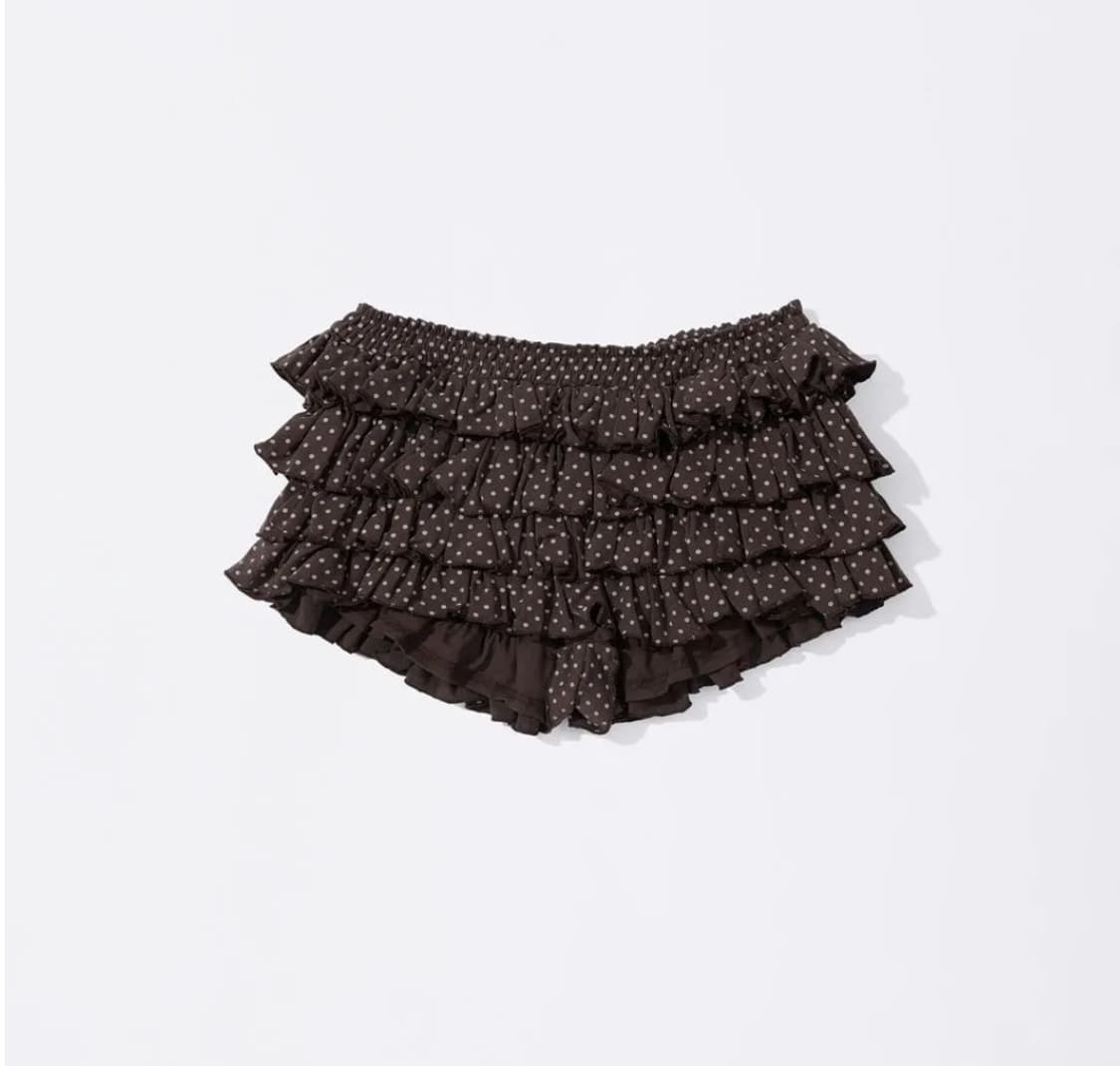 (1회 착용)스컬프터 dot Volumer Short Brown 치마 상품이미지2