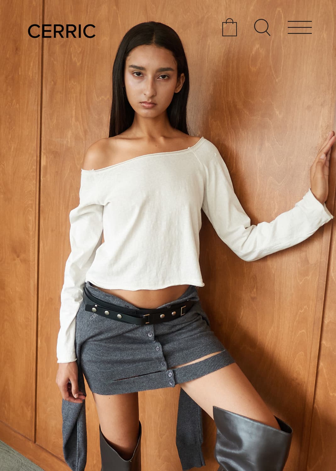 세릭 로우 컷 보트넥 탑 IVORY 상품이미지3