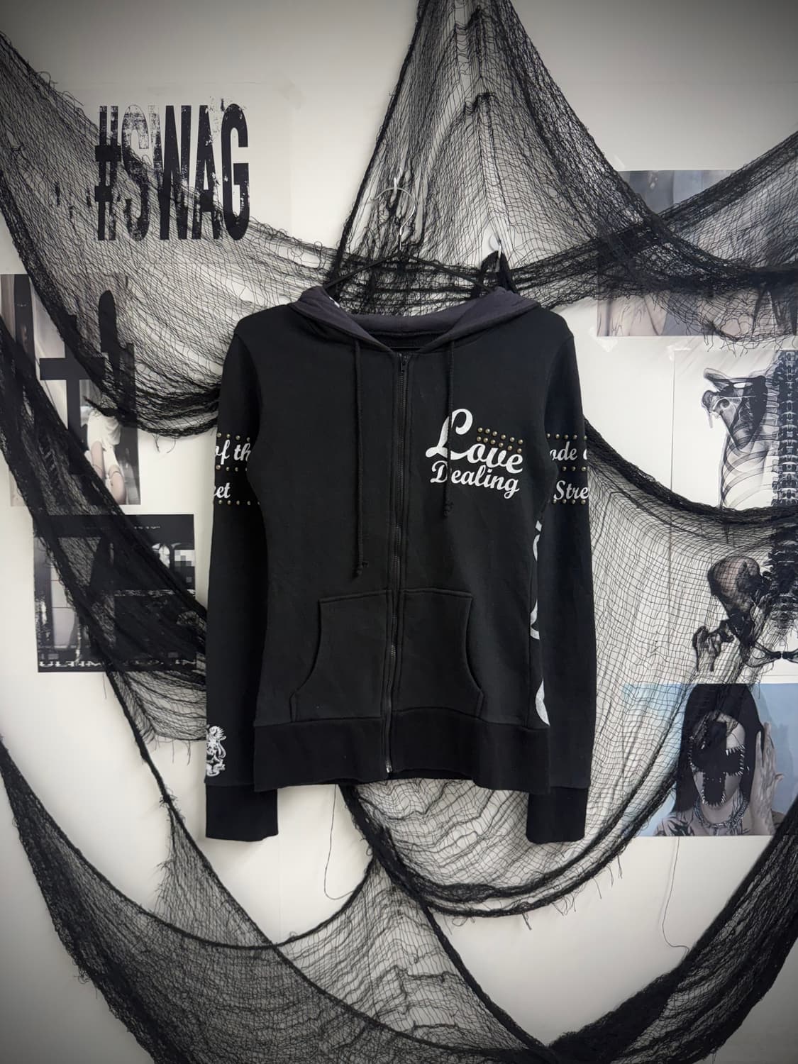 Cross stud printing hood zip up 상품이미지7