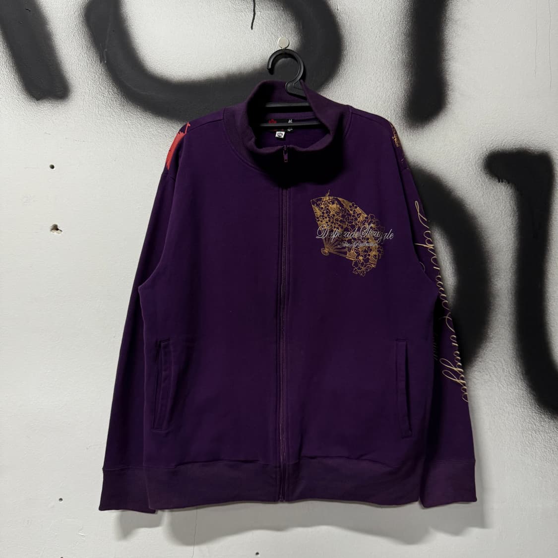 VTG 빈티지 카라쿠리맛 오리엔탈 풀 프린팅 코튼 집업 저지 상품이미지2