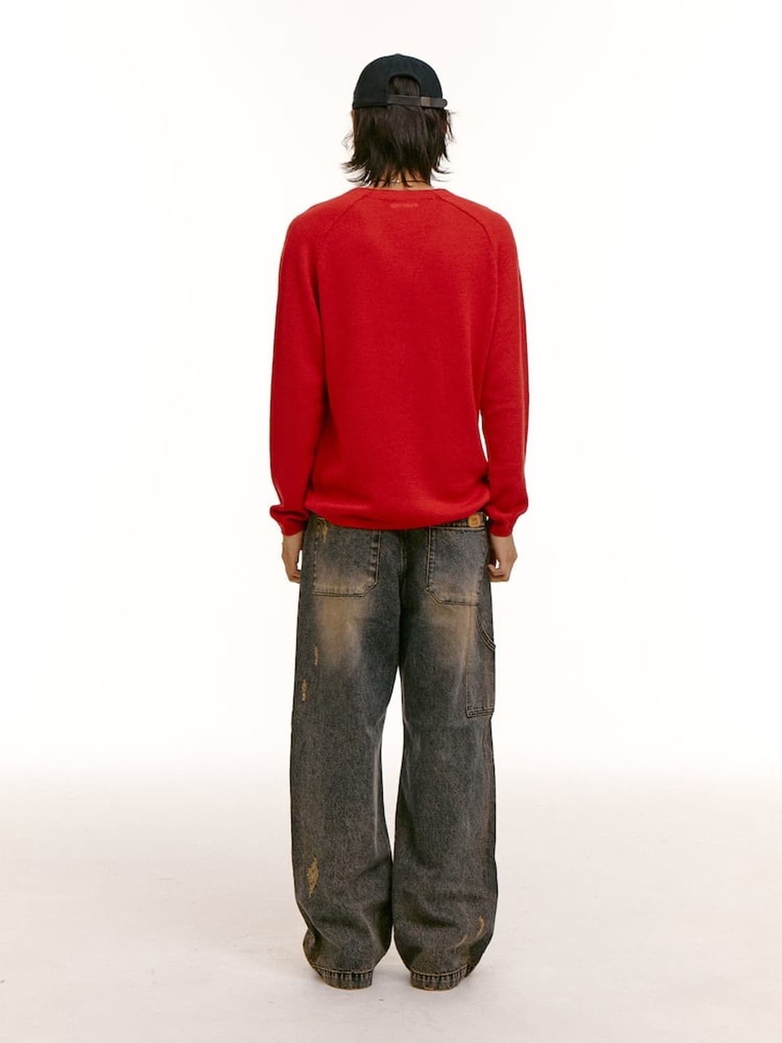 샌드사운드 UNISEX) 울 블렌드 브이넥 스웨터 레드 003 L 상품이미지4