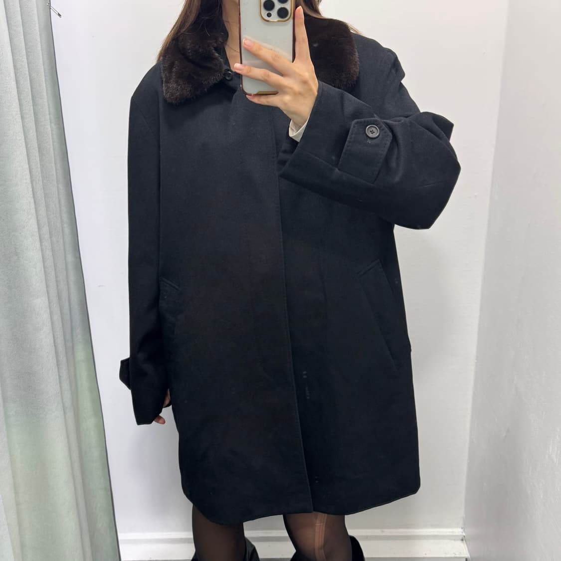 입생로랑 블랙 캐시미어퍼코트 상품이미지3