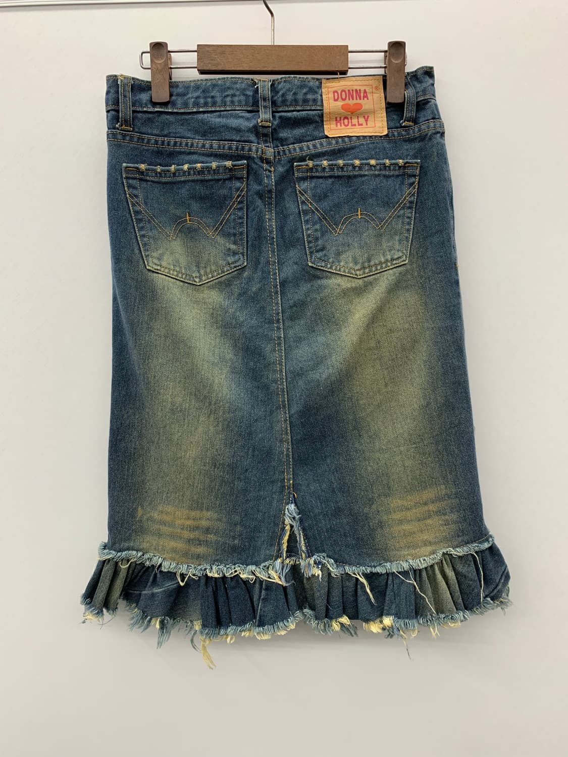 러플 디테일 워싱 미디 스커트 상품이미지7