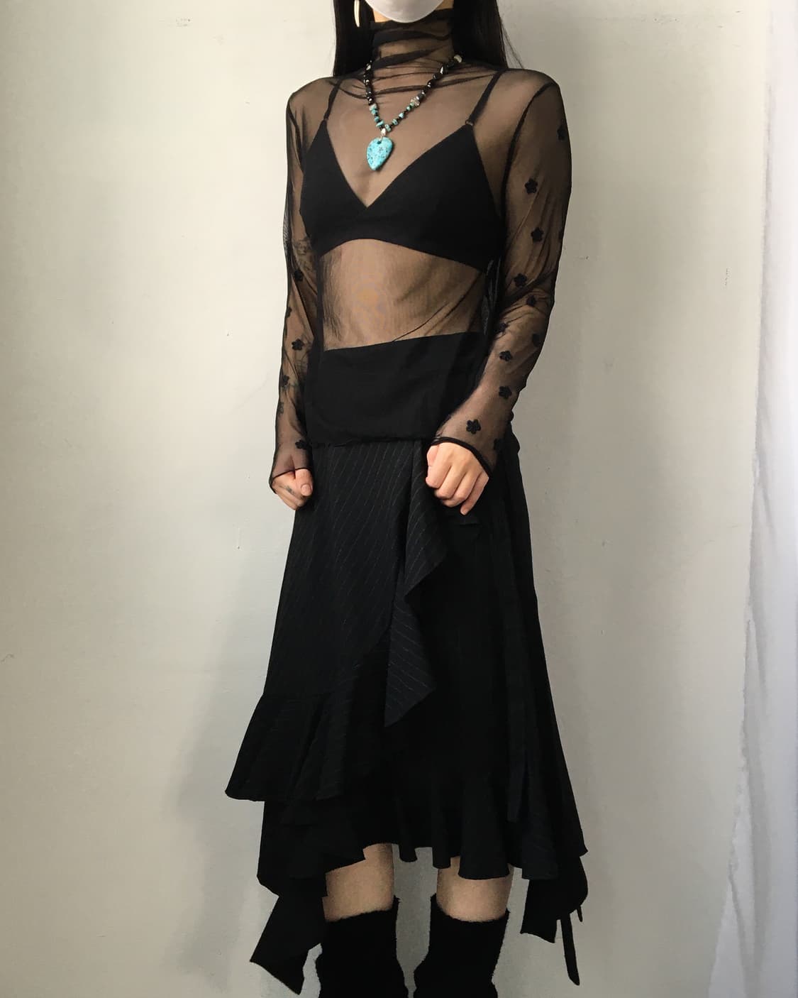 Mesh high neck sleeve 상품이미지4