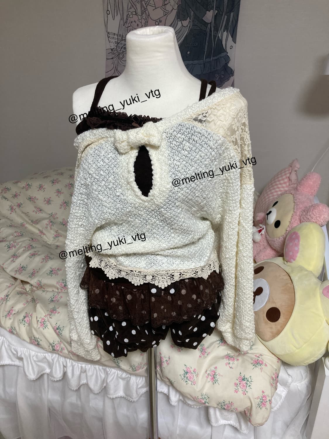 리즈리사 리본 레이스 니트 히메갸루 라떼갸루 탑 상품이미지7