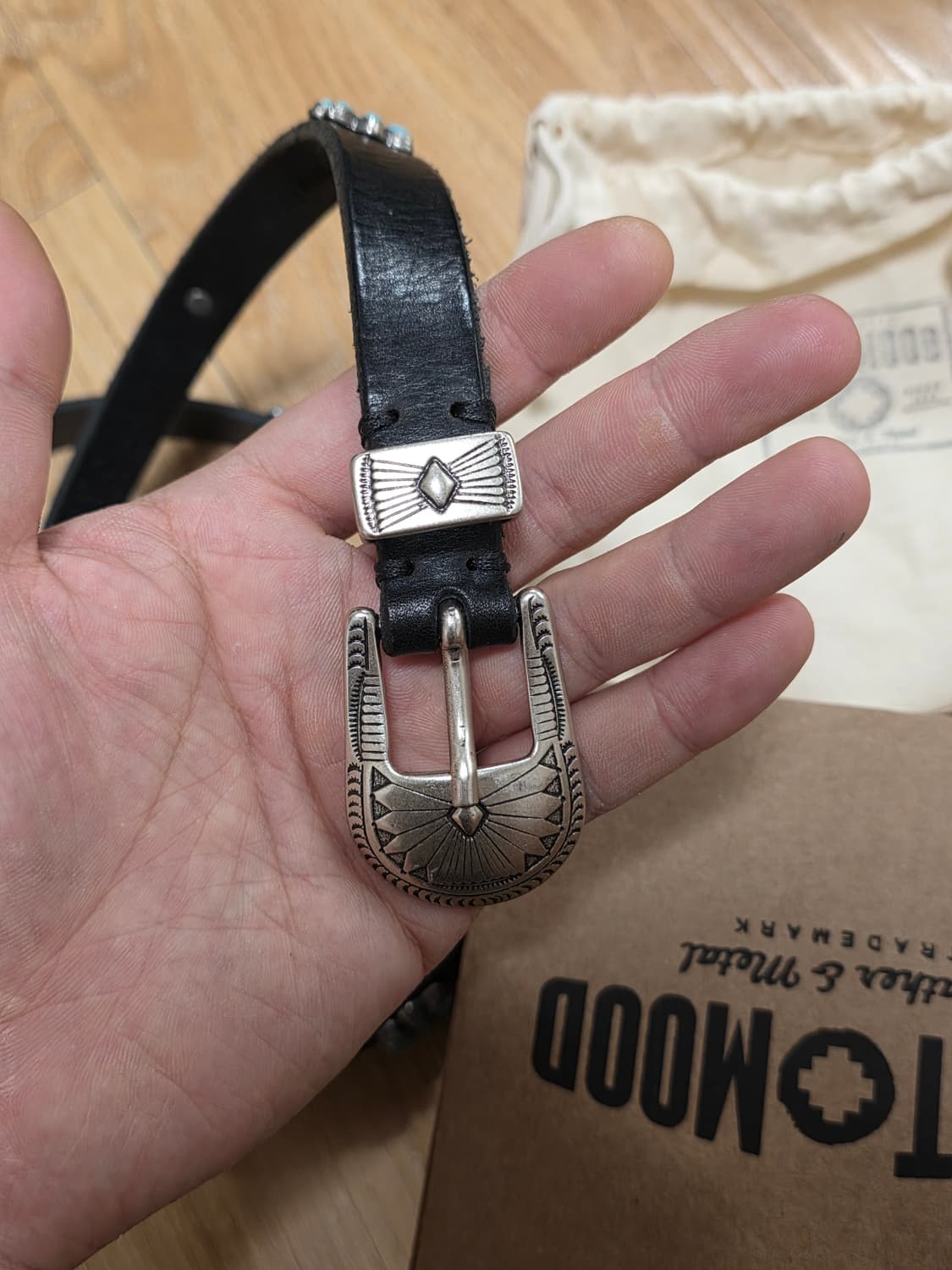 새제품95size택포24만)러스트무드 Oro웨스턴 벨트 블랙 상품이미지4