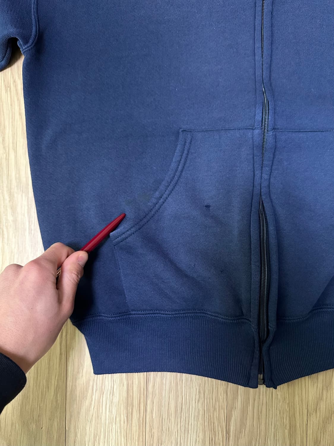 90s 빈티지 러셀 후드집업 네이비 M USA 상품이미지9