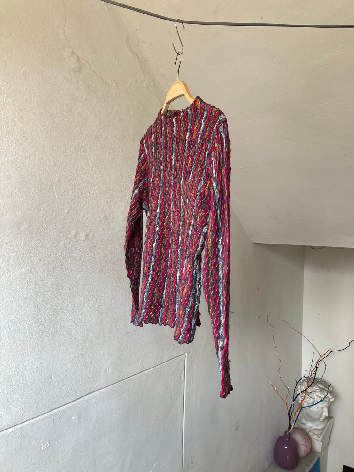 베이직 직조 긴팔 컬러믹스 케이블 니트 상품이미지4