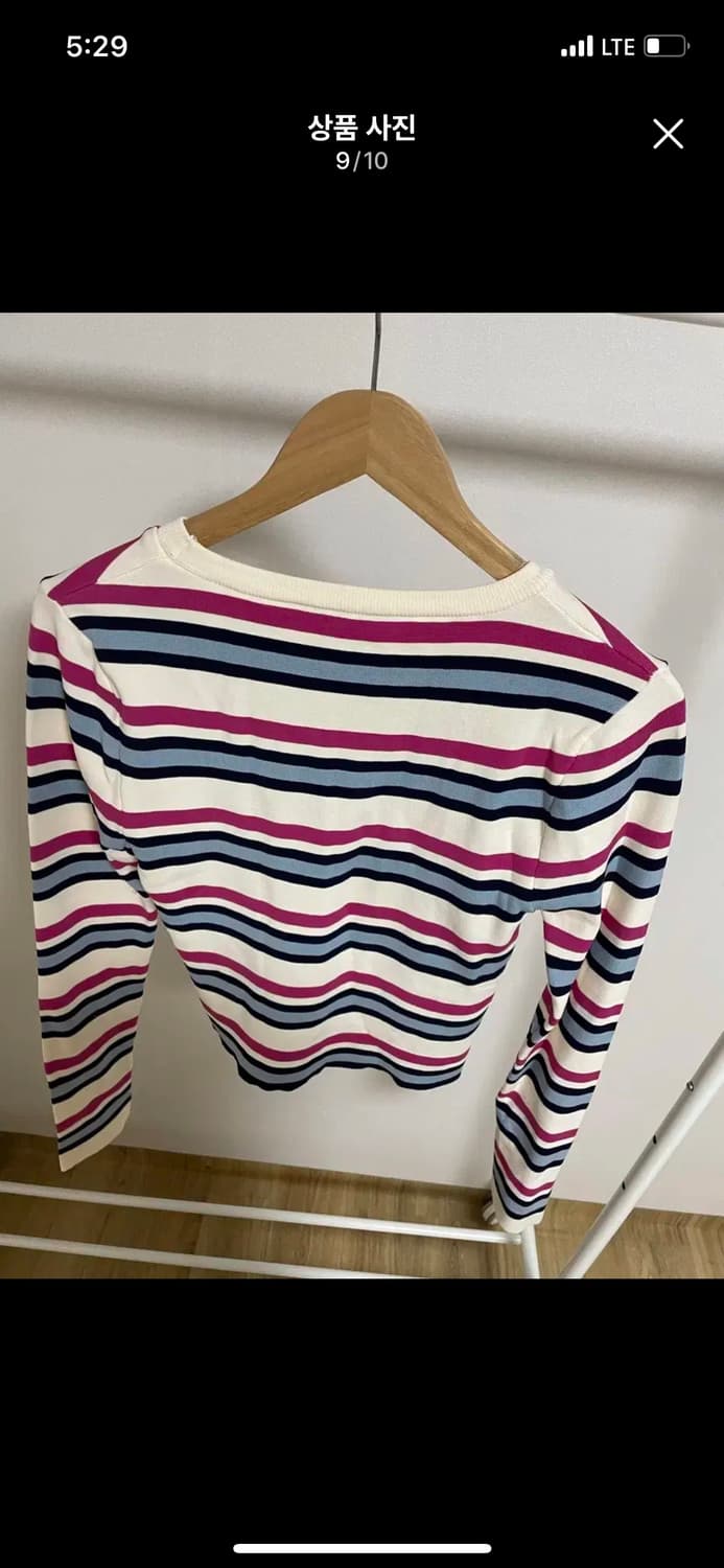 핑크 ZARA 자라  긴팔 티셔츠 ZARA 자라 스트라이프 슬림 긴팔  상품이미지8