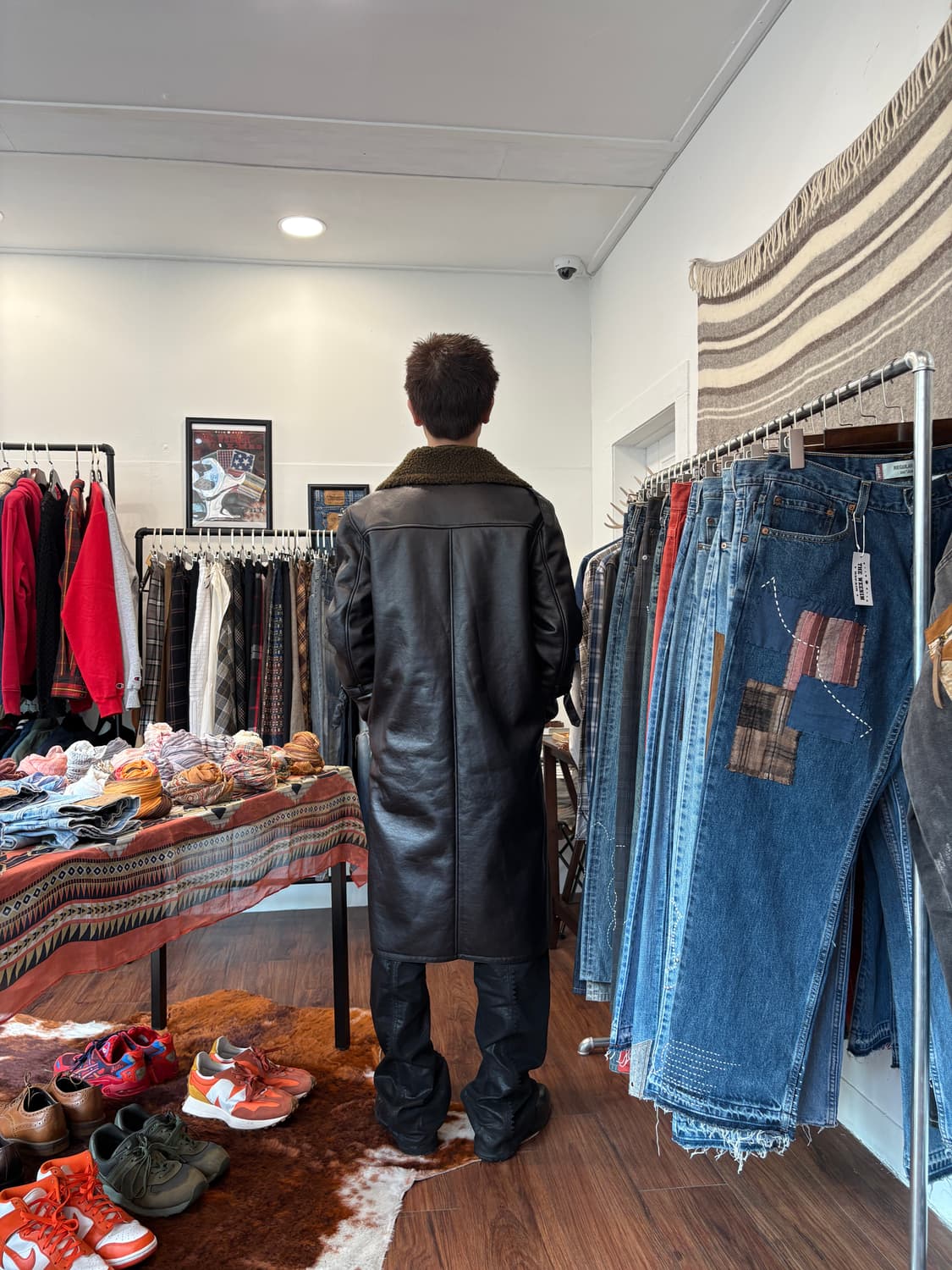 Vintage 페이크 레더 롱코트 상품이미지4