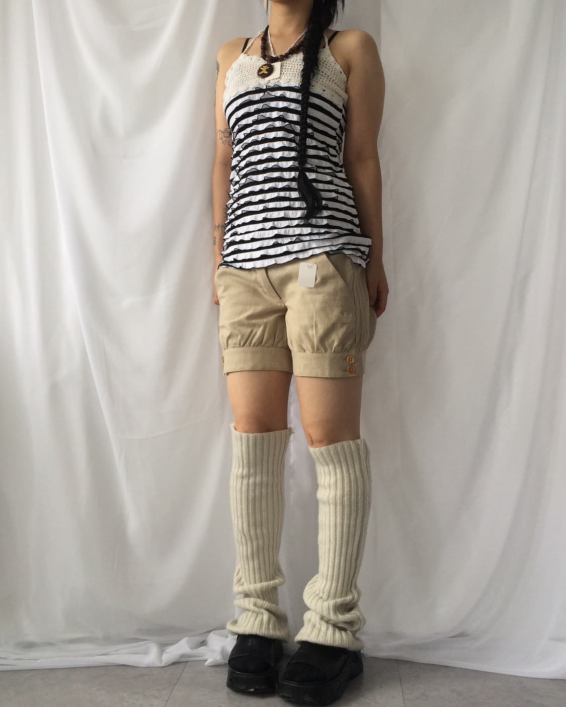 Crochet point stripe pattern holter slee 상품이미지7
