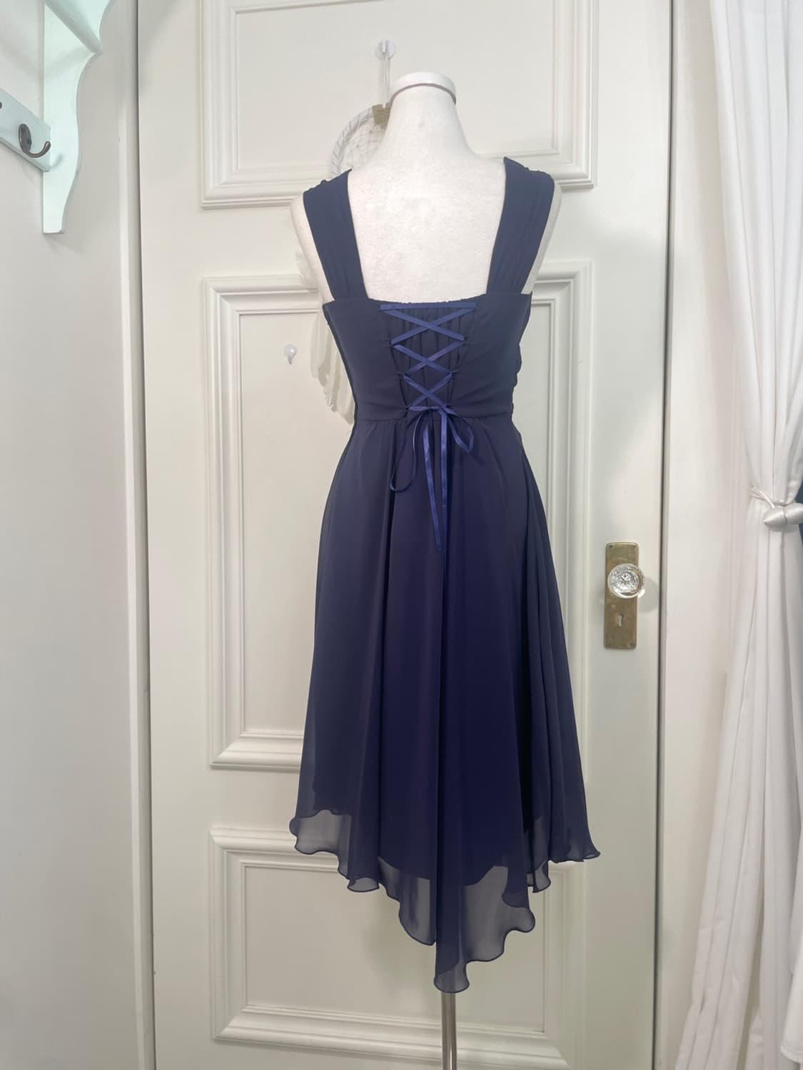 blue ruffle draping pearl point beautifu 상품이미지3