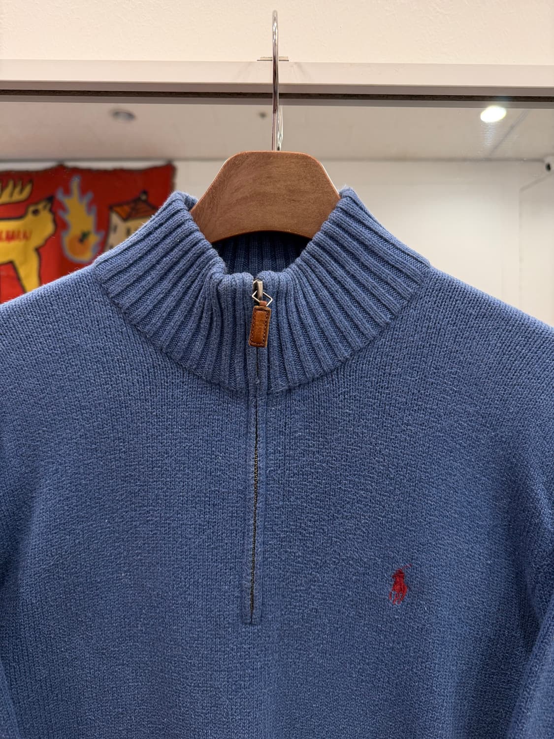 Polo RL 폴로 랄프로렌 하프넥 쿼터 집업 니트 (blue) 상품이미지3