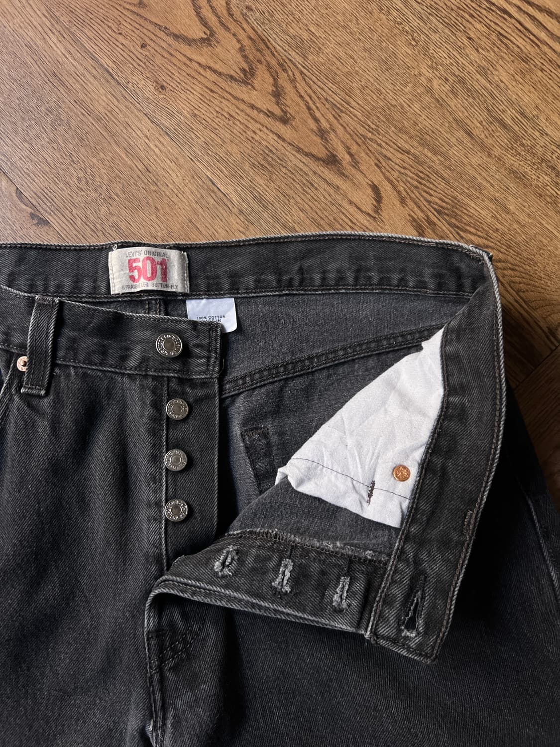 [34]00's 리바이스 501 멕시코제 흑청 데님 팬츠 상품이미지3