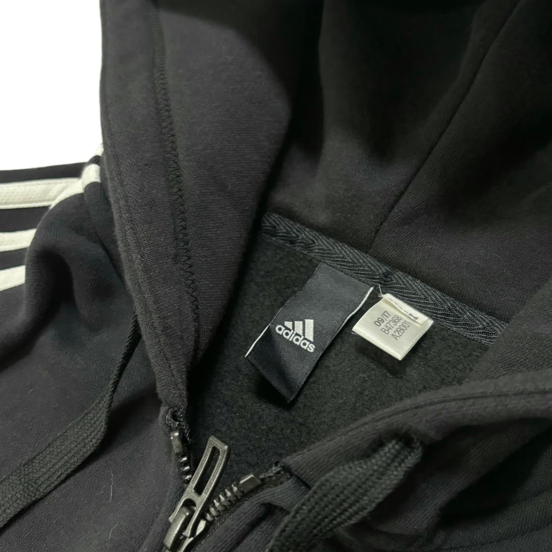 아디다스 후드 져지 블랙 검흰 상품이미지4