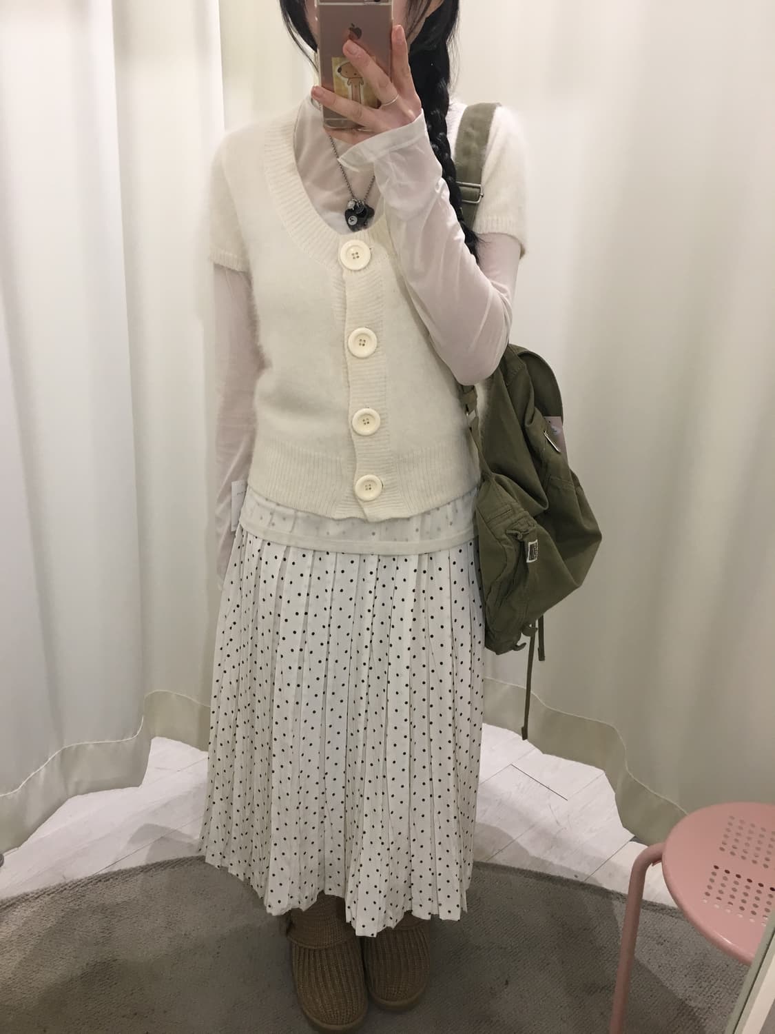 시스루 롱슬리브 + 앙고라 가디건 세트 상품이미지5