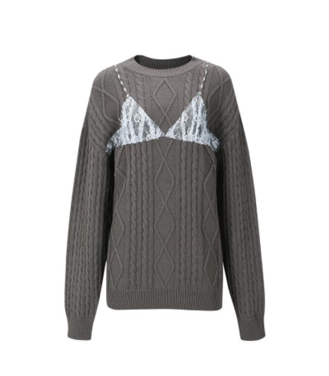 앤더슨벨 TESS LACE ON BOYFRIEND-FIT KNIT SWE 상품이미지1