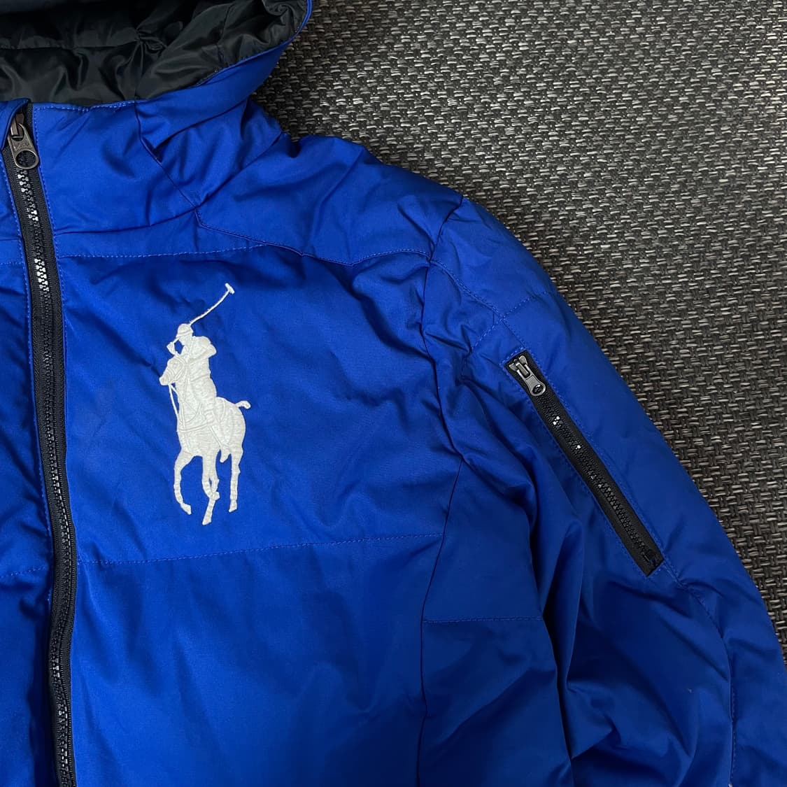 폴로 랄프로렌 화이트 빅포니 블루 후드 푸퍼 XL 상품이미지4