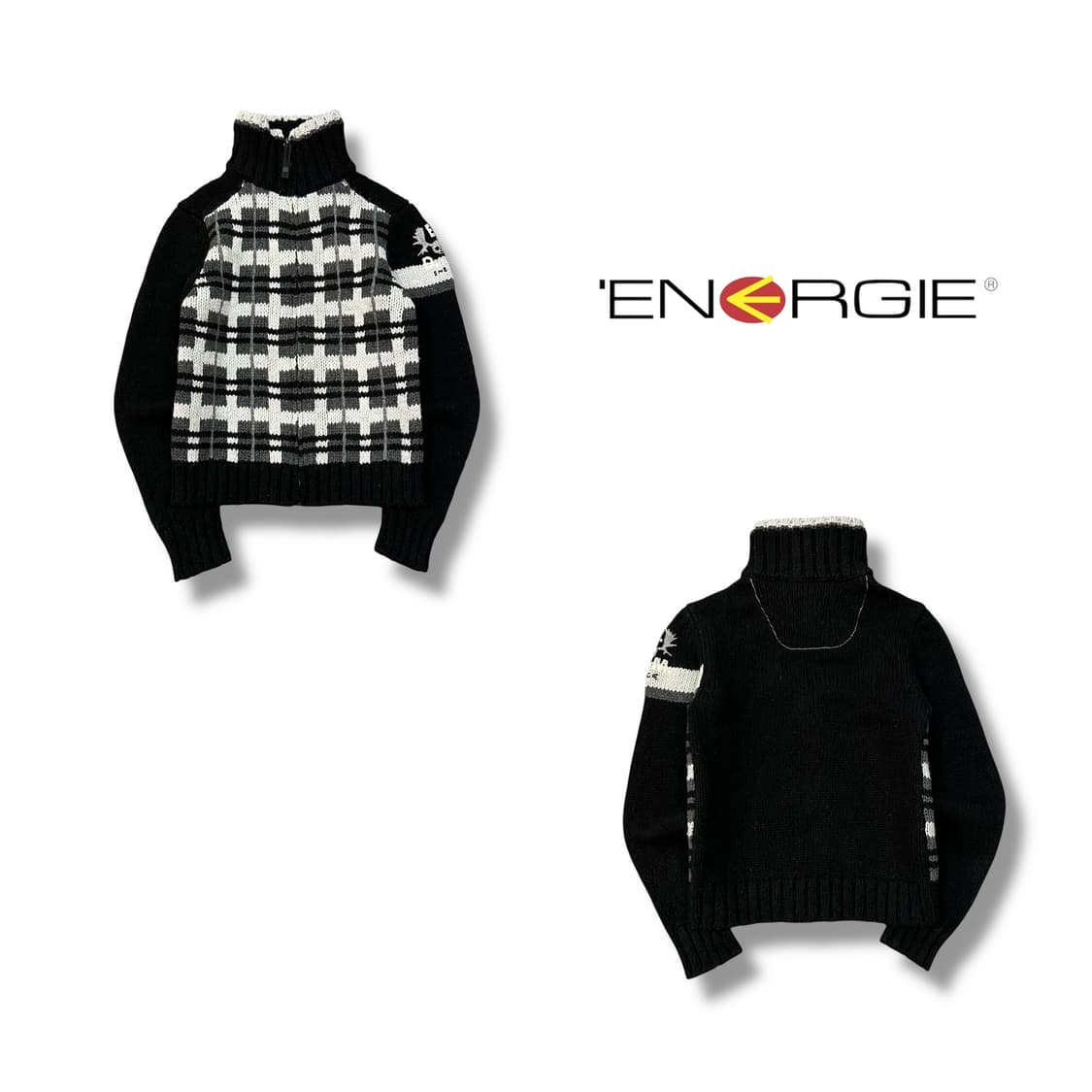  Energie 하이넥 체크 니트 집업 y14403 상품이미지1