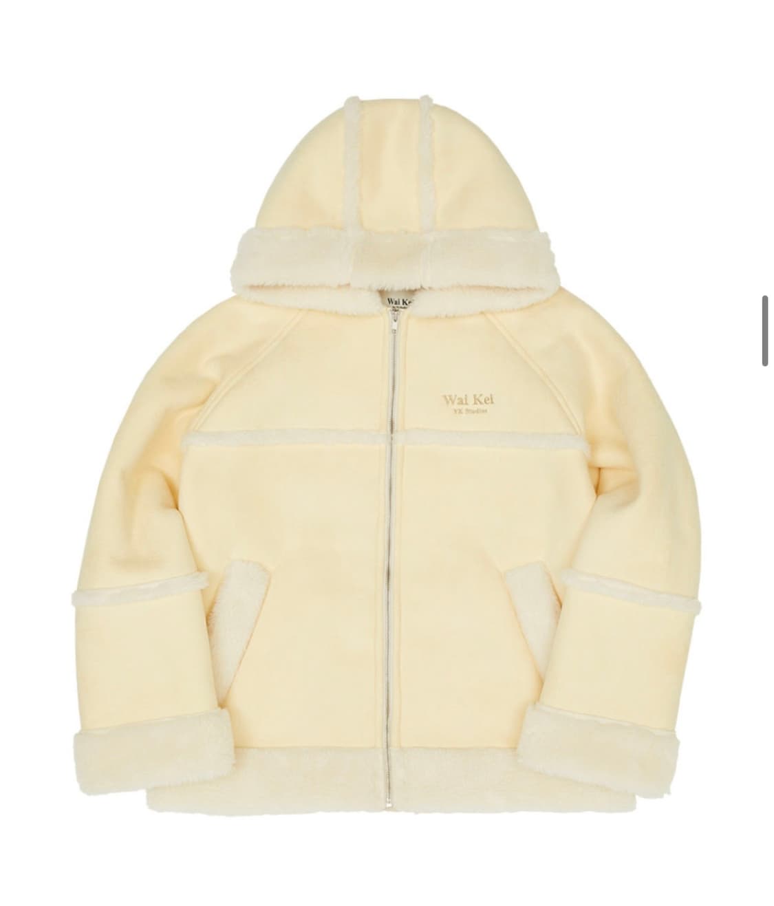 와이케이 비건 후디드 무스탕 코트 크림 1사이즈 상품이미지3