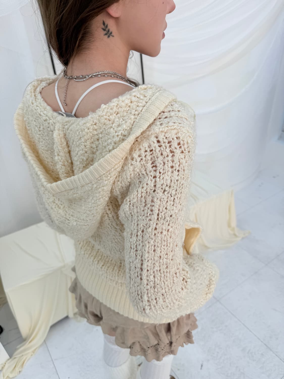 크림니트후드집업 상품이미지5