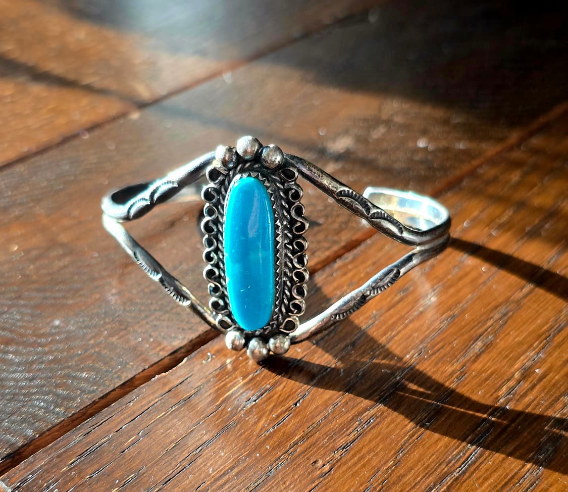 네이티브 아메리칸 오리지널 나바호 터키석 실버 뱅글 상품이미지1
