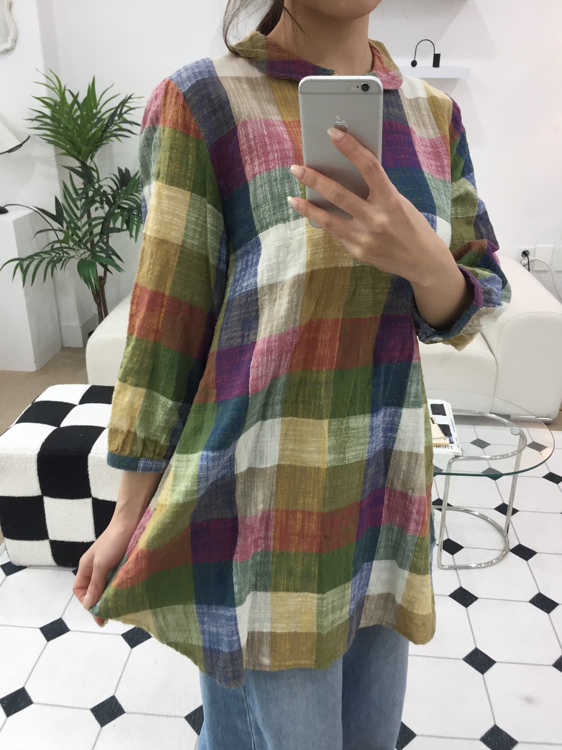 모리걸 단추 레이어드 체크원피스 상품이미지8