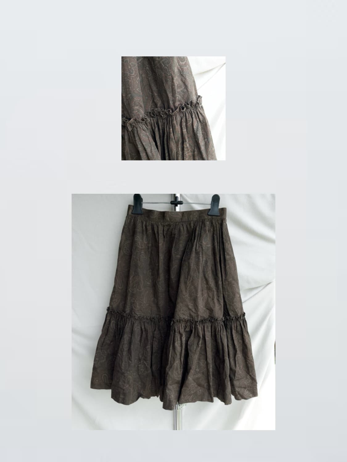 Brown Paisley Tiered Skirt 브라운 페이즈리 스커트 상품이미지1