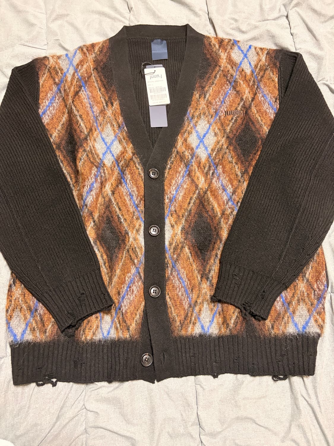 준지 25FW 아가일 브라운 가디건 L 상품이미지1