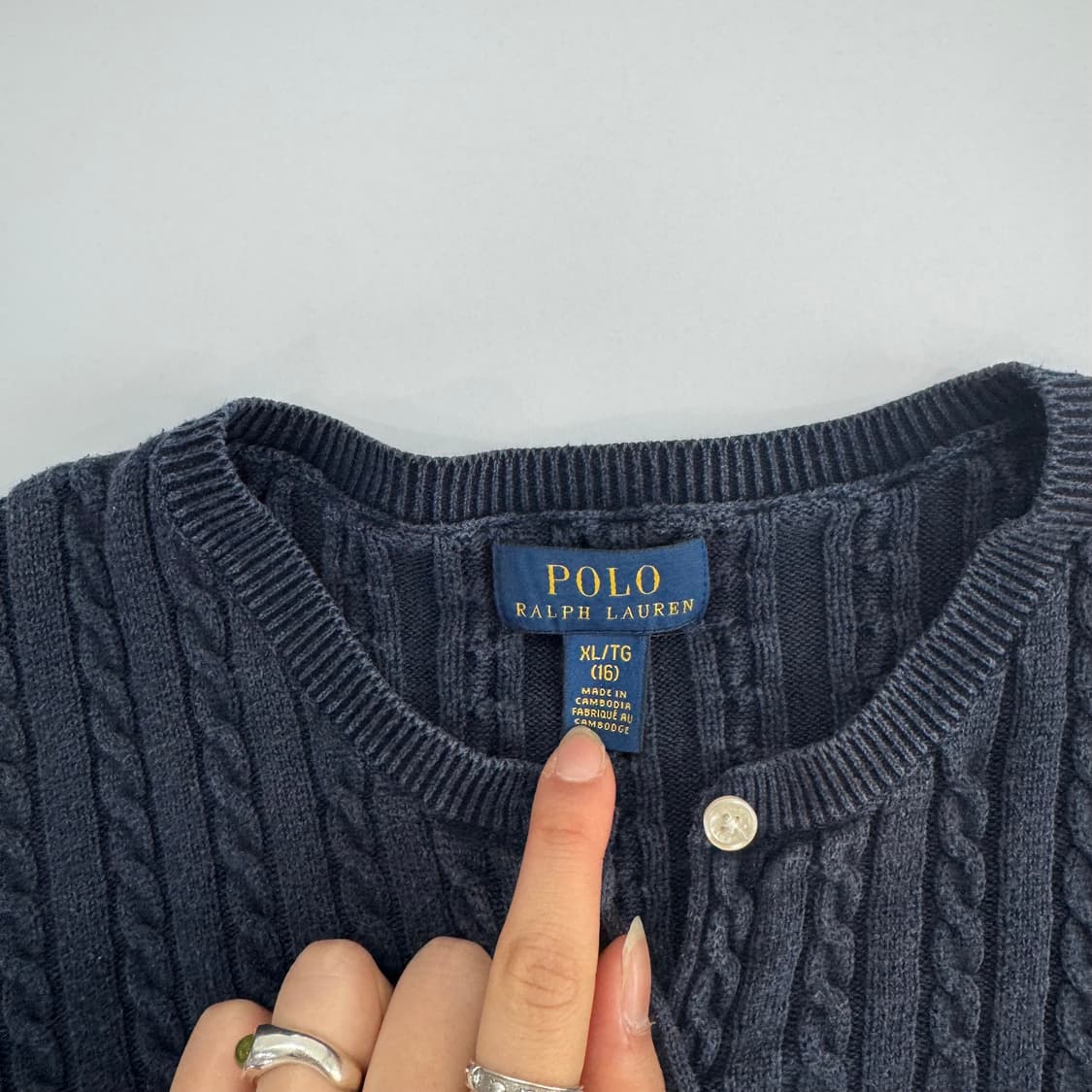 Polo 폴로 화이트 포니 네이비 케이블 니트 가디건 상품이미지5