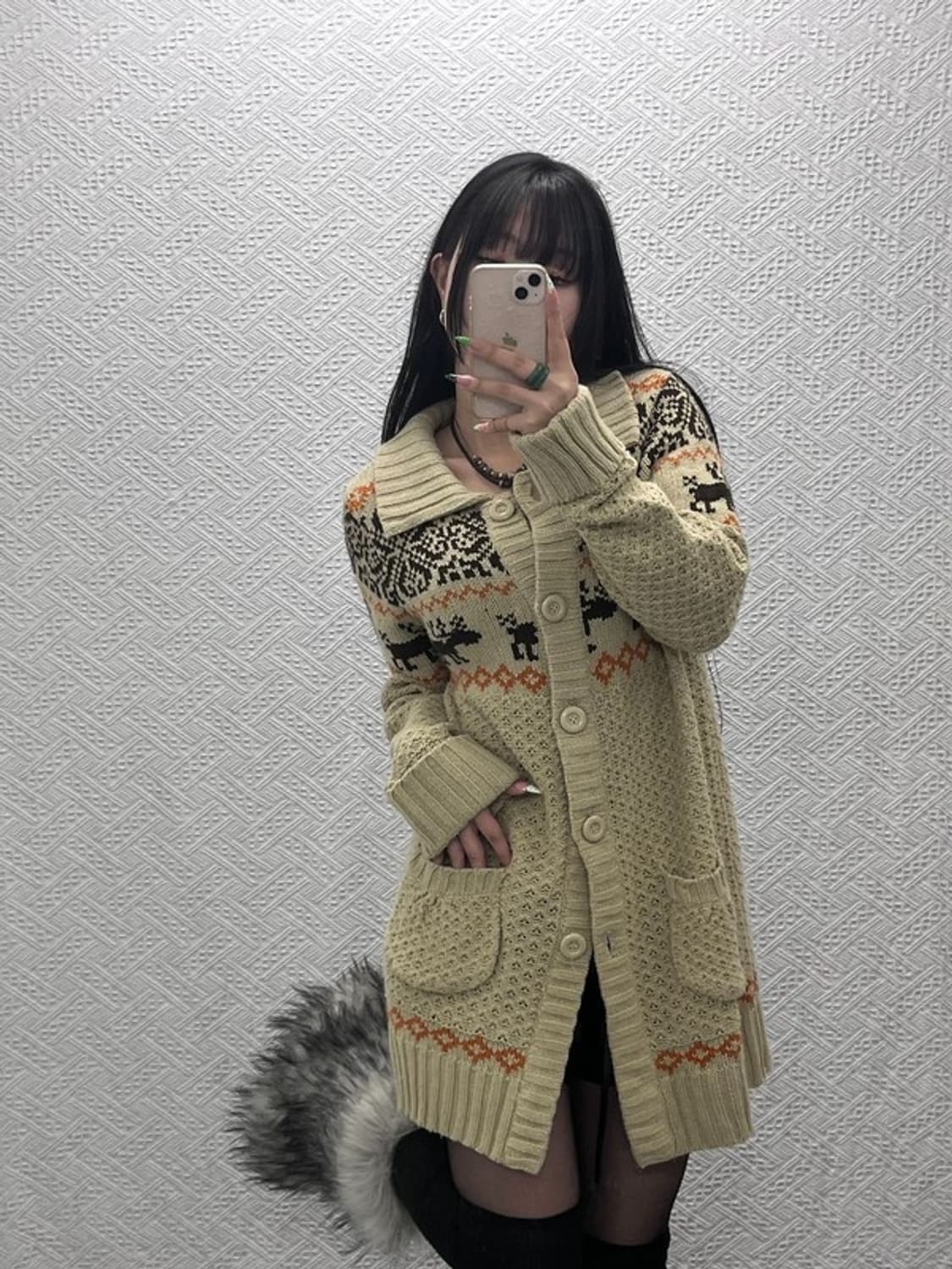 빈티지 코지 모리걸 노르딕 코위찬 여리핏 롱 가디건 LL C09055 상품이미지1