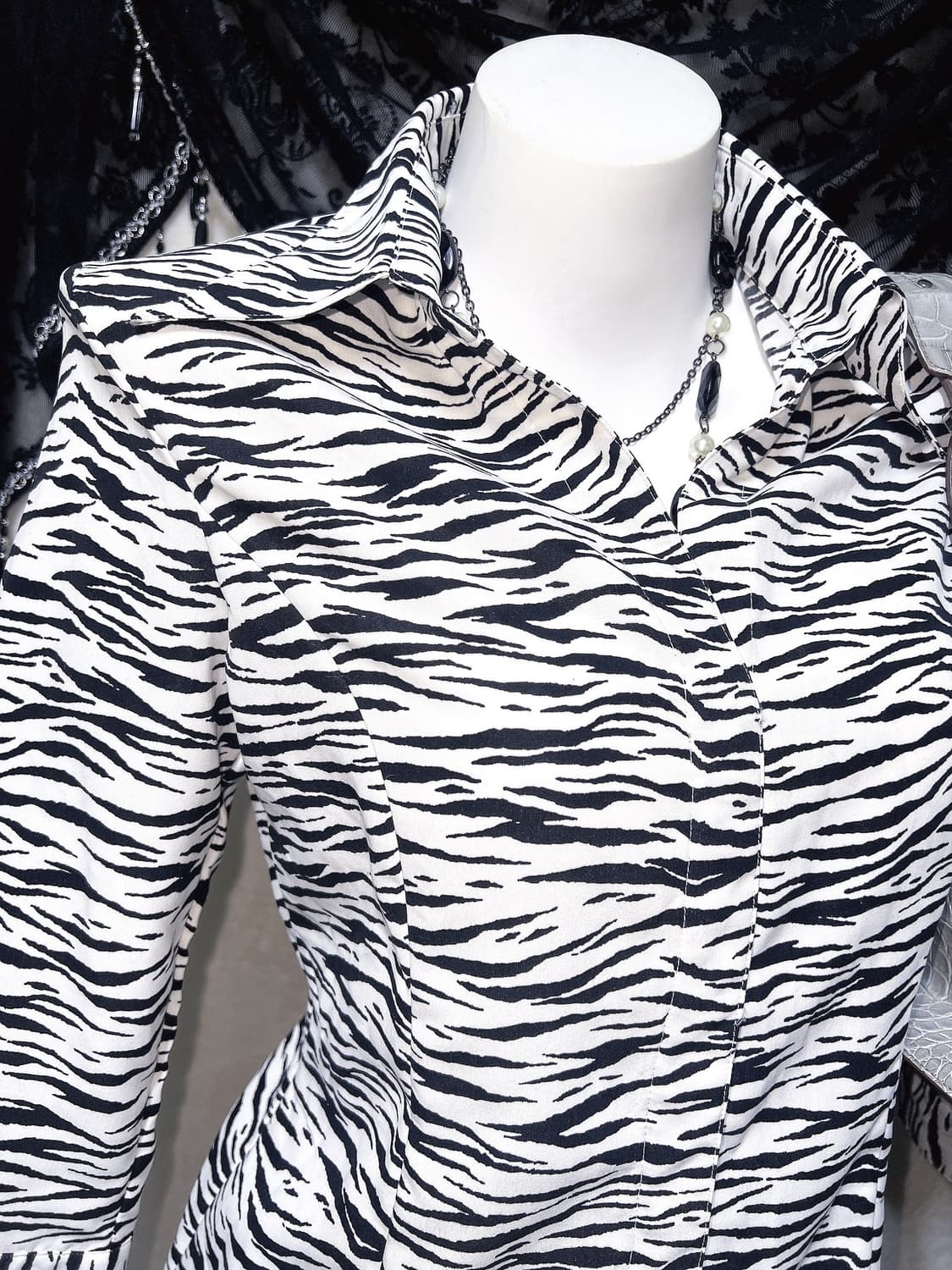 오네갸루 고스펑크 지브라 애니멀패턴 셔츠 블라우스 시부야 핀터 헤이세이 상품이미지6