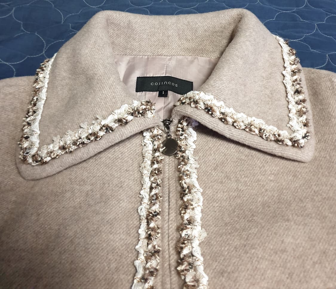 (단종매물) 코인코즈 핸드메이드 트위드 배색 럭셔리 울 카라자켓 (S) 상품이미지2