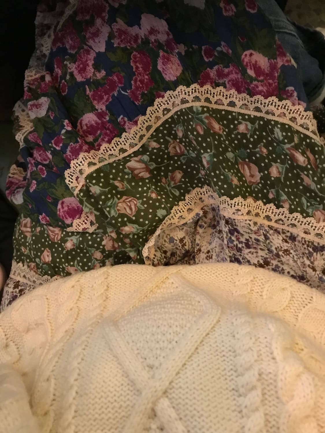 빈티지 모리걸 하구미 말차 플라워패치 나시원피스 상품이미지6