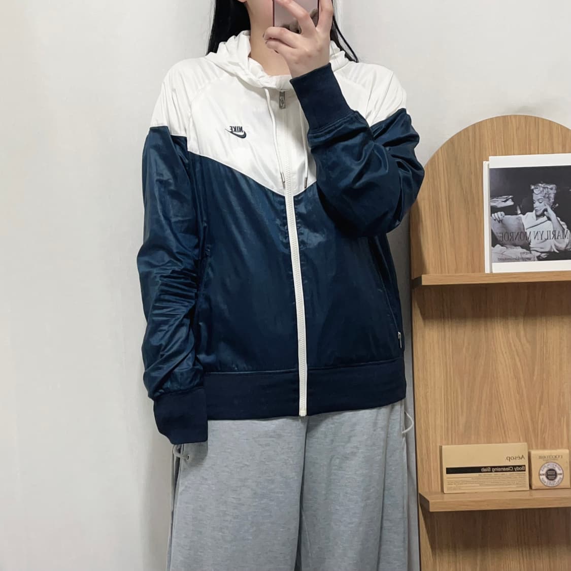 [정품] 나이키 화이트 네이비 윈드러너 바막 [ 95 ] 상품이미지2