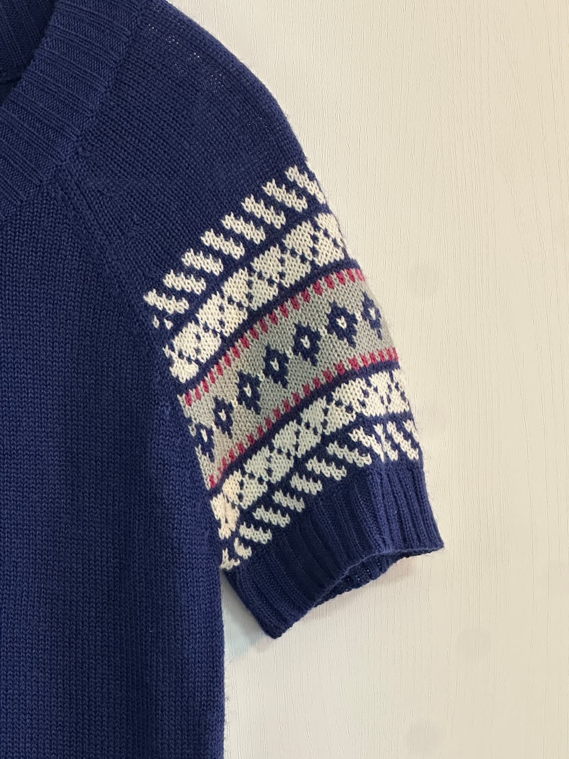 노르딕패턴 블루 반팔 니트 상품이미지4