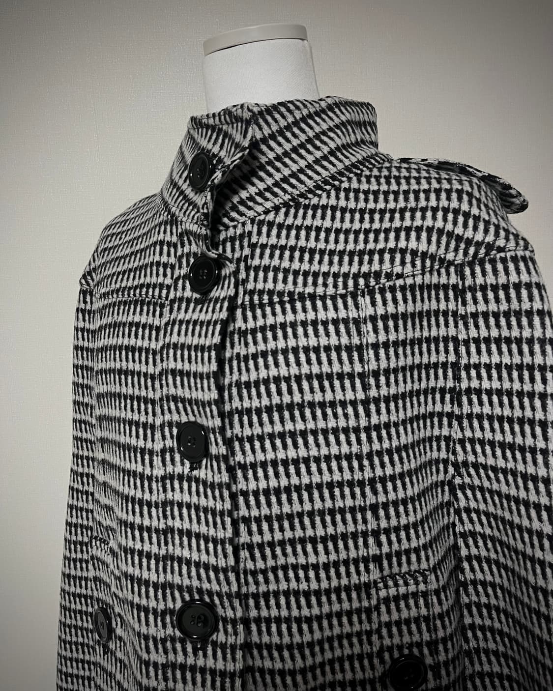 체크 울 혼방 케이프 코트 모리걸 갸루 상품이미지5