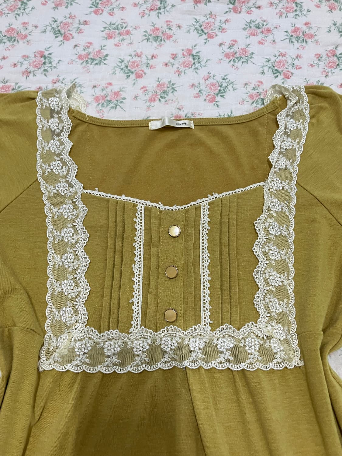 빈티지 옐로우 레이스 블라우스 1108 모리걸 y2k 스트릿 갸루 펑키  상품이미지8