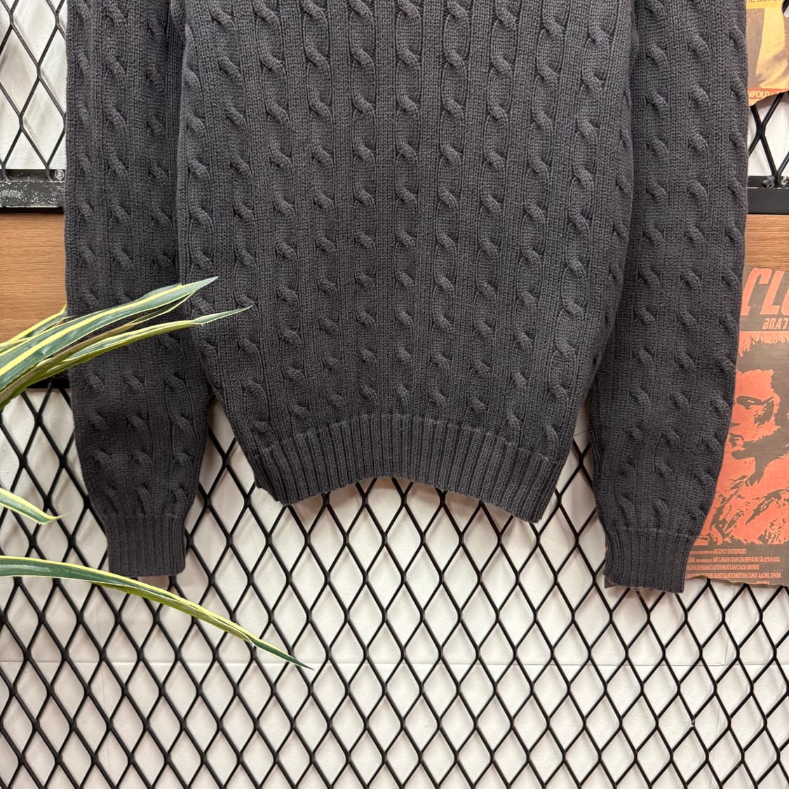 폴로 랄프포렌 케이블 니트 핑크 포니 포인트 블랙 상품이미지5