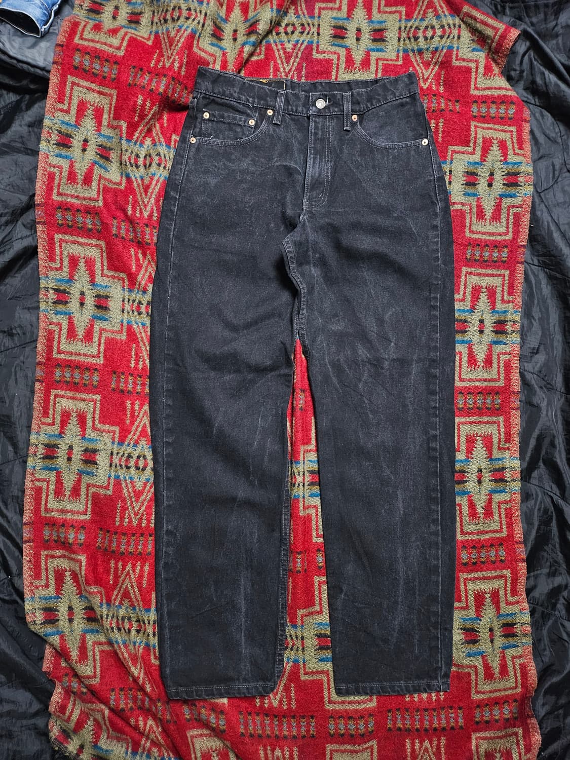 90s USA levis 550 black denim jean 33 상품이미지2