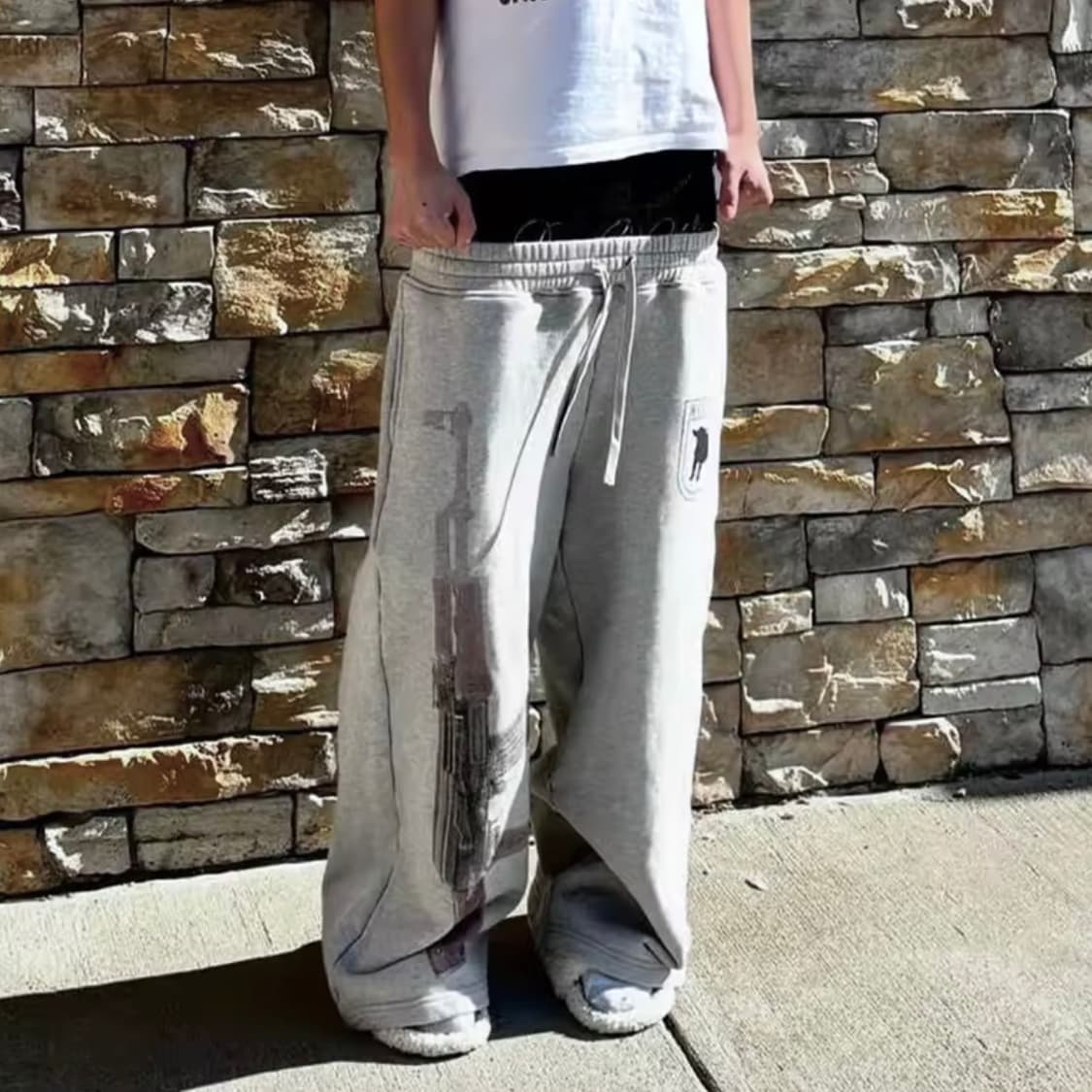 Sagging double waist wide pants 상품이미지3