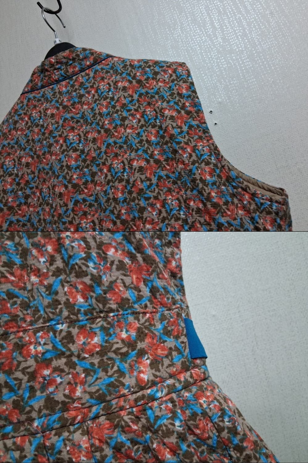 개량한복형 맞춤제작 꽃무늬 퀼팅 누빔 롱원피스 랩디지인 새거컨디션77 상품이미지8