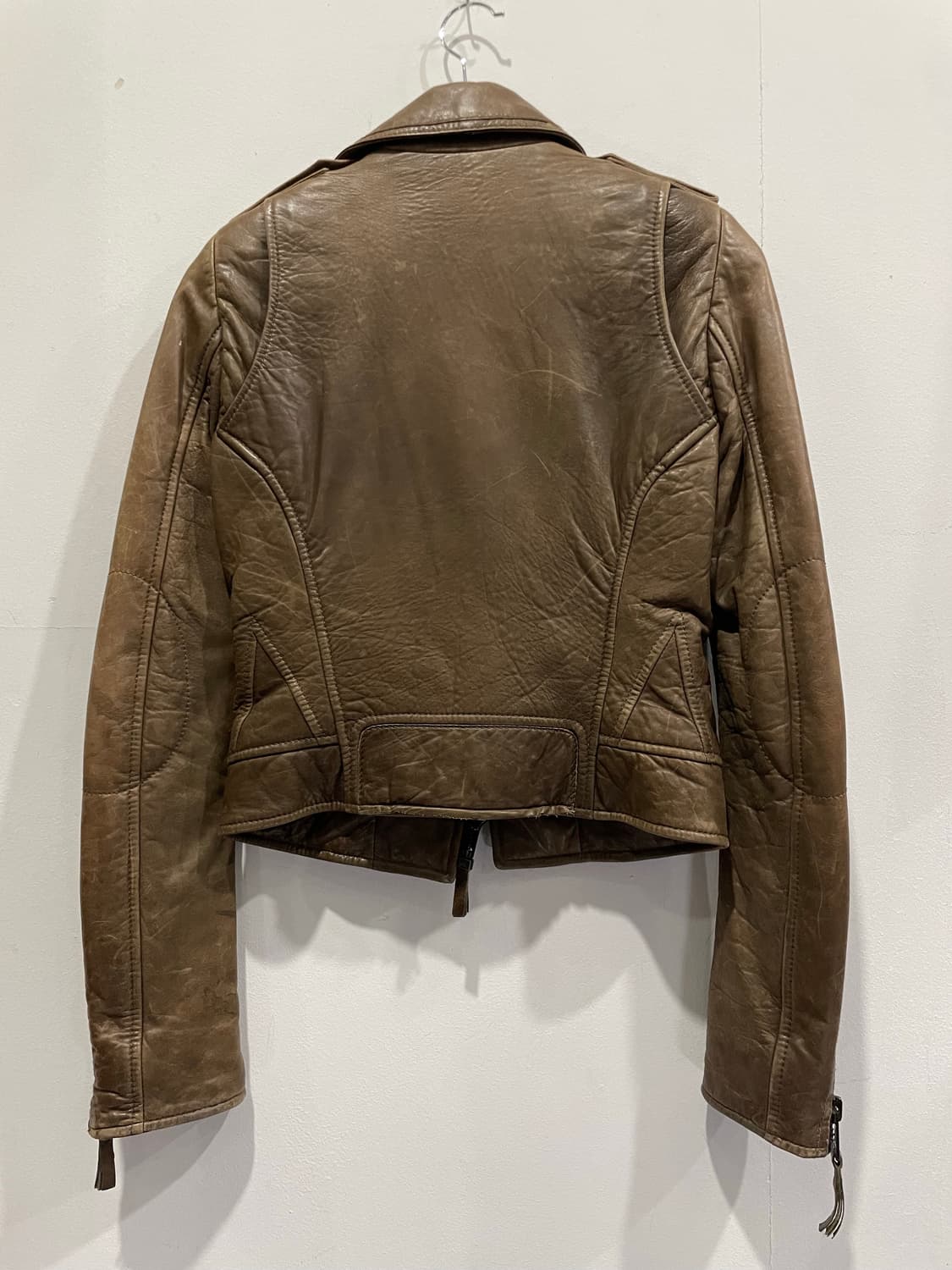 발렌시아가 양가죽 라이더 자켓 브라운 36 상품이미지2