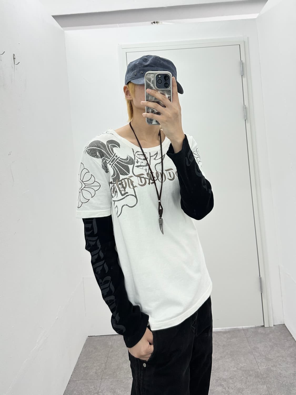 Gothic punk cross lettering fake layered 상품이미지2