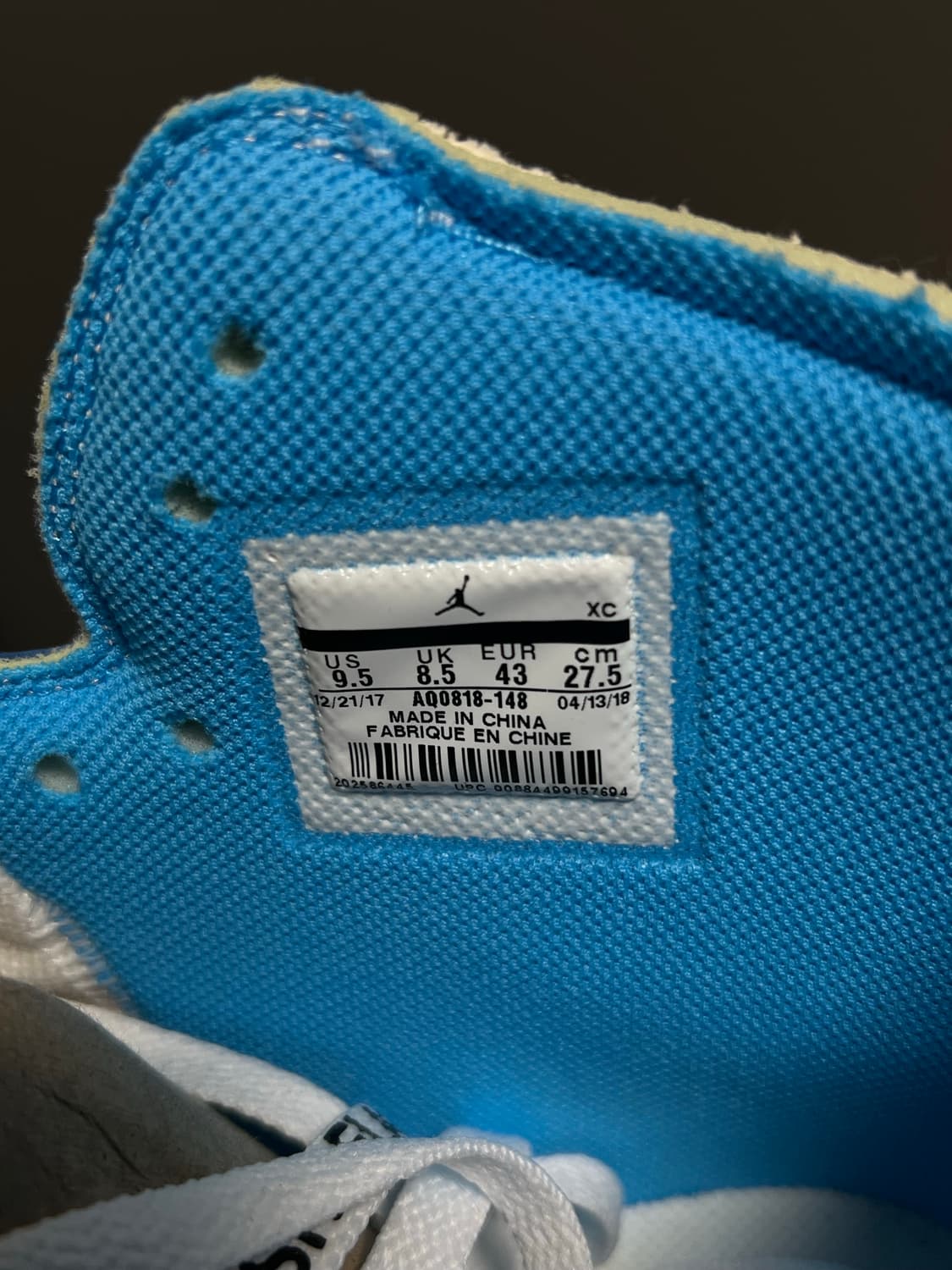 조던 1 X 오프화이트 레트로 하이 유니버시티 UNC 블루 (나코택) 상품이미지7