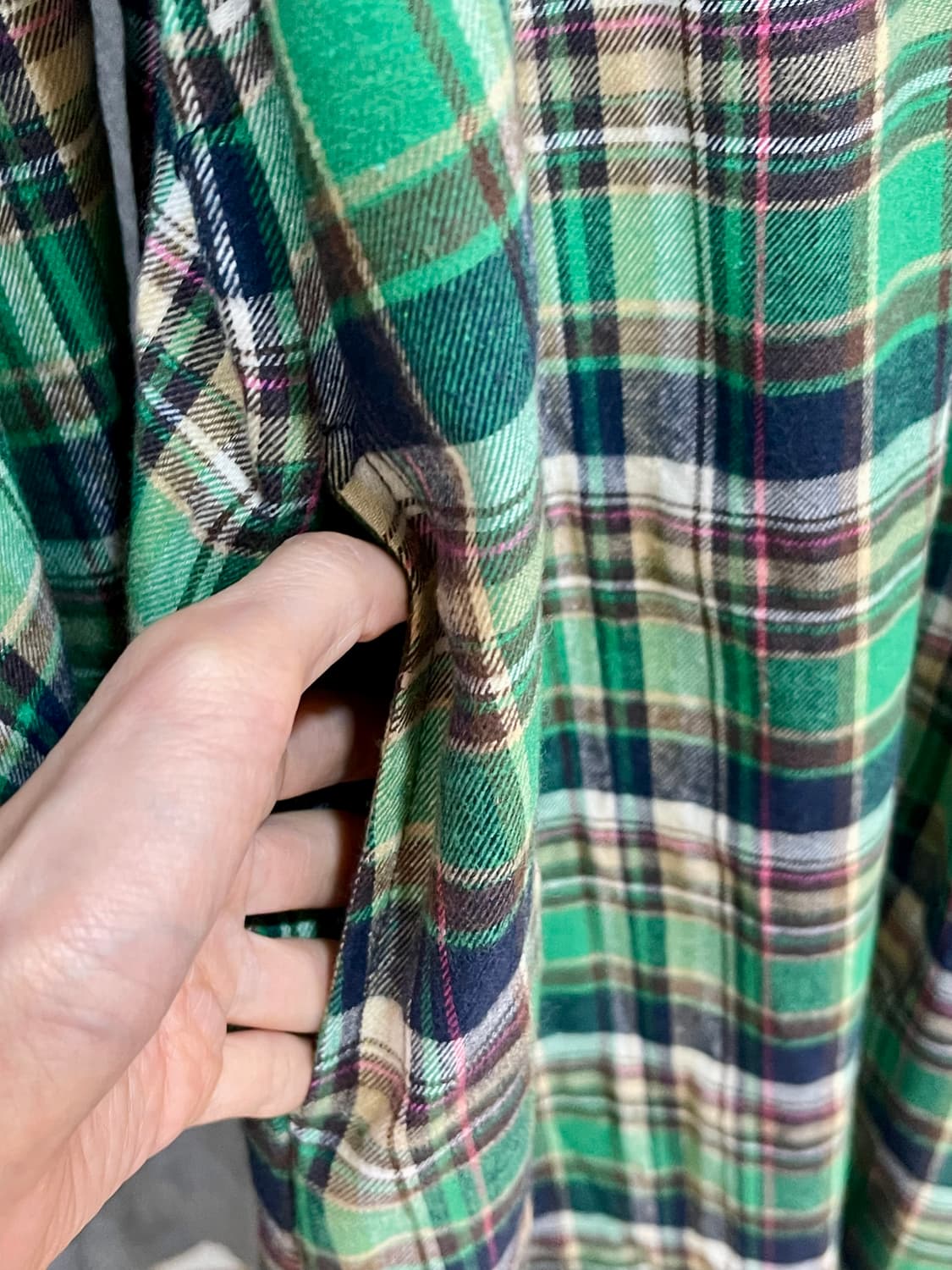 rivet & surge 사이드 슬릿 요크 체크 롱 원피스 (그린) 상품이미지5