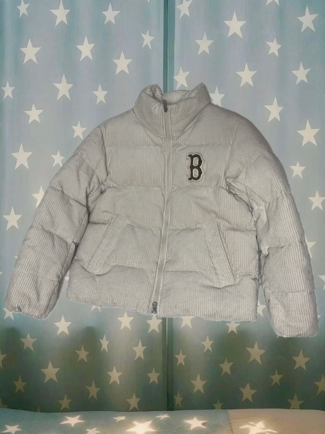 MLB 베이지 코듀로이 숏패딩  상품이미지1